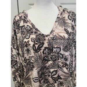 Evereve Womens Oversized Floral Top Size L High Low Goblincore Fairy Grunge Boho